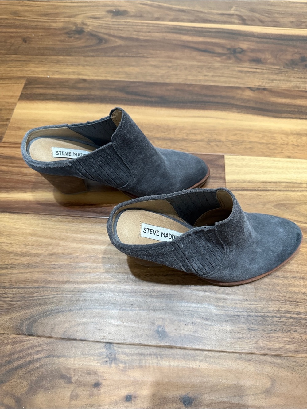 Steve Madden Gray Suede Mule Heels